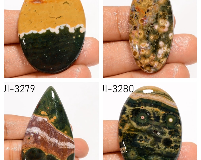 Natural Ocean Jasper Fancy Shape Un-Drilled Smooth Cabochon Single Pieces, Semi-Precious Gemstones For Jewelry Making