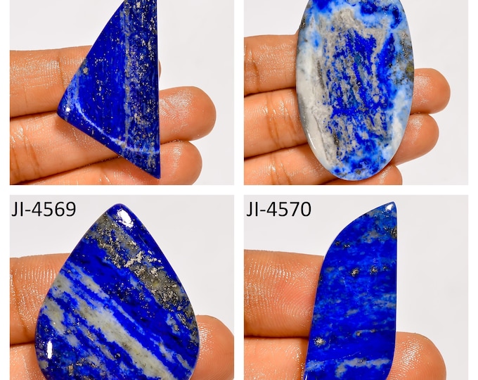 Natural Lapis Lazuli Fancy Shape Un-Drilled Smooth Cabochon Single Pieces, Semi-Precious Gemstones For Jewelry Making