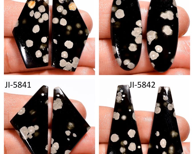 Natural Peanut Obsidian Fancy Shape Front Drilled Smooth Cabochon Matching Pairs, Semi-Precious Gemstones For Jewelry Making