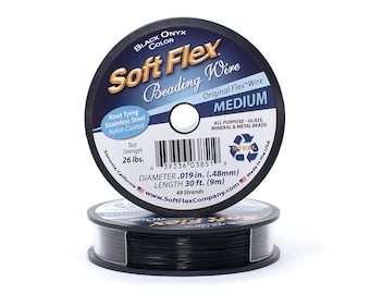 Soft Flex Black Medium Size Beading  Wire, 30 Foot Spool For Jewelry Making