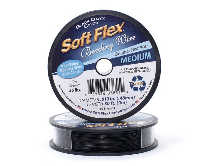Soft Flex Black Medium Size Beading  Wire, 30 Foot Spool For Jewelry Making