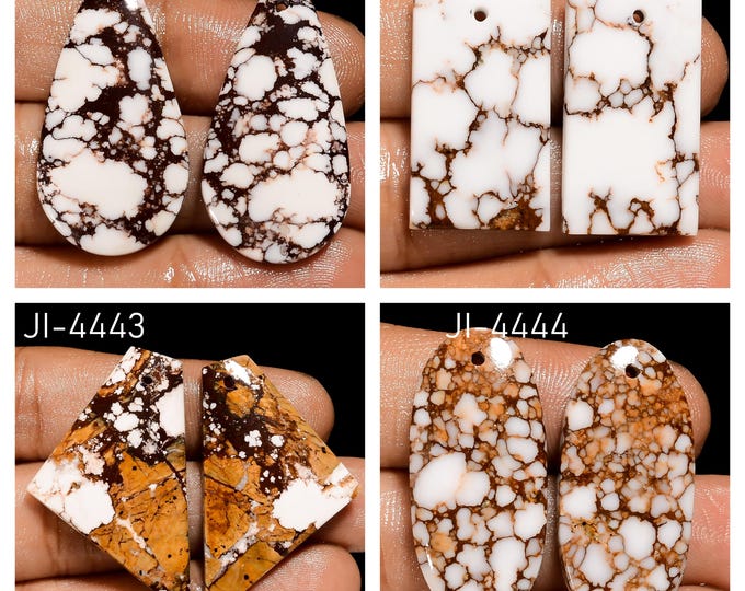 Natural Wild Horse Jasper Fancy Shape Front Drilled Smooth Cabochon Matching Pairs, Semi-Precious Gemstones For Jewelry Making
