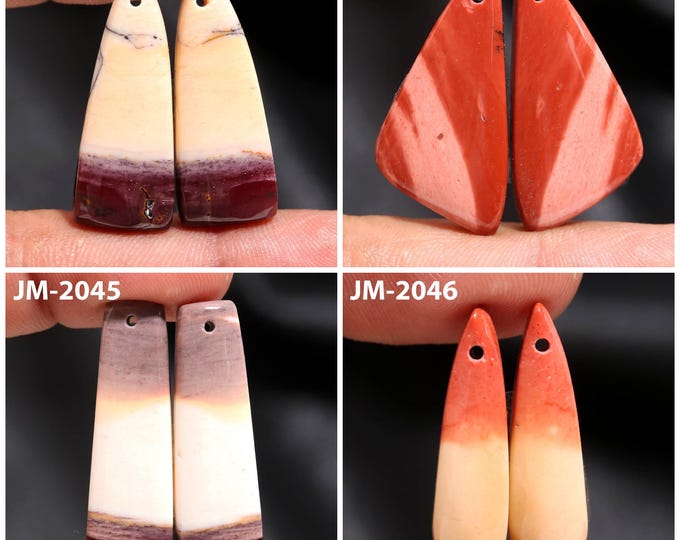 Natural Mookaite Jasper Fancy Shape Front Drilled Smooth Cabochon Matching Pairs, Semi-Precious Gemstones For Jewelry Making