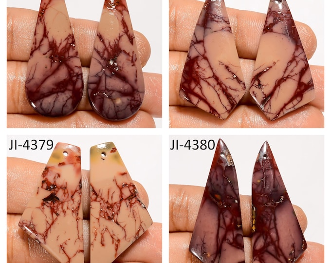 Natural Mookaite Jasper Fancy Shape Front Drilled Smooth Cabochon Matching Pairs, Semi-Precious Gemstones For Jewelry Making