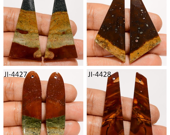 Natural Bloodstone Fancy Shape Front Drilled Smooth Cabochon Matching Pairs, Semi-Precious Gemstones For Jewelry Making