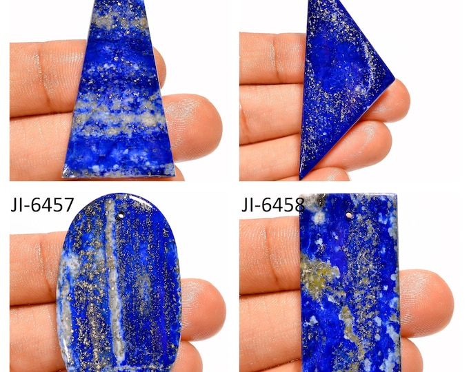 Natural Lapis Lazuli Fancy Shape Front Drilled Smooth Cabochon Single Pieces, Semi-Precious Gemstones For Jewelry Making