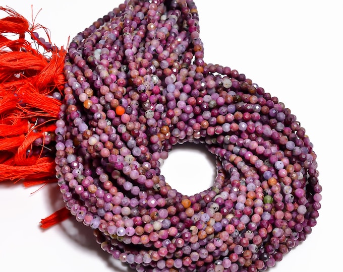 Natural Ruby Faceted Center Drilled Round Shape 3.60mm, Precious Gemstones For Jewelry Making