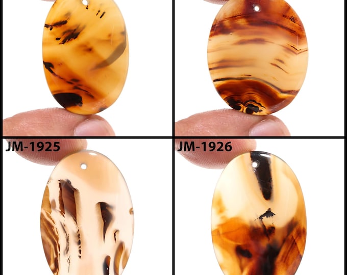 Natural Montana Agate Fancy Shape Front Drilled Smooth Cabochon Single Pieces, Semi-Precious Gemstones For Jewelry Making