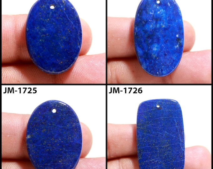 Natural Lapis Lazuli Fancy Shape Front Drilled Smooth Cabochon Single Pieces, Semi-Precious Gemstones For Jewelry Making