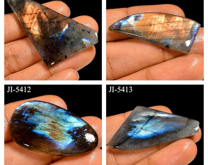 Natural Labradorite Fancy Shape Un-Drilled Smooth Cabochon Single Pieces, Semi-Precious Gemstones For Jewelry Making
