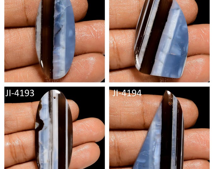 Natural Owyhee Blue Opal Fancy Shape Front Drilled Smooth Cabochon Single Pieces, Semi-Precious Gemstones For Jewelry Making