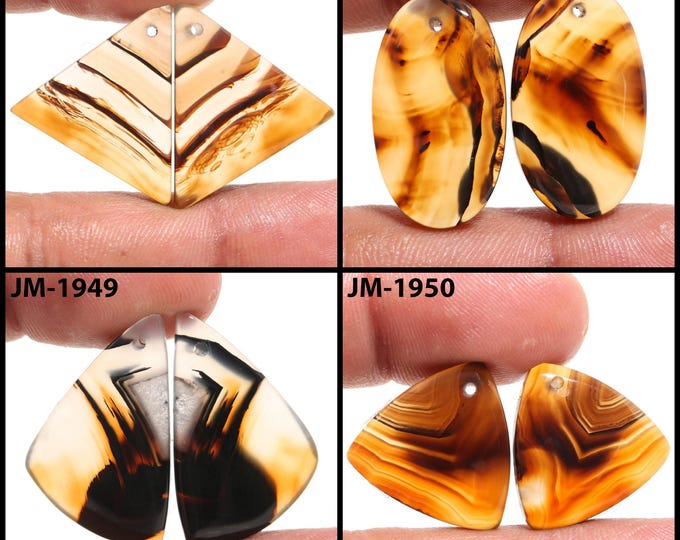 Natural Montana Agate Fancy Shape Front Drilled Smooth Cabochon Matching Pairs, Semi-Precious Gemstones For Jewelry Making