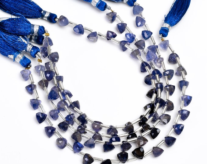 Natural Iolite Faceted Side Drilled Pyramid Shape Briolette 6mm, Semi-Precious Gemstones For Jewelry Masking