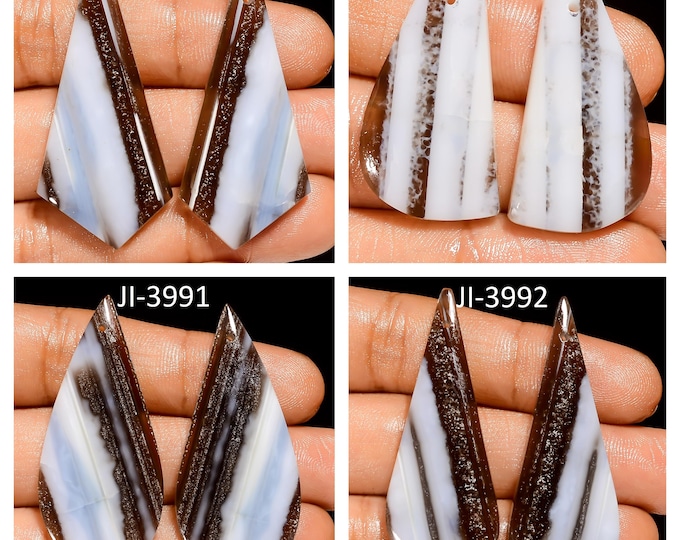 Natural Owyhee Blue Opal Fancy Shape Front Drilled Smooth Cabochon Matching Pairs, Semi-Precious Gemstones For Jewelry Making