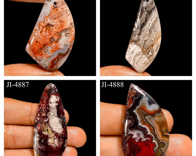Natural Crazy Lace Agate Fancy Shape Front Drilled Smooth Cabochon Single Pieces, Semi-Precious Gemstones For Jewelry Making