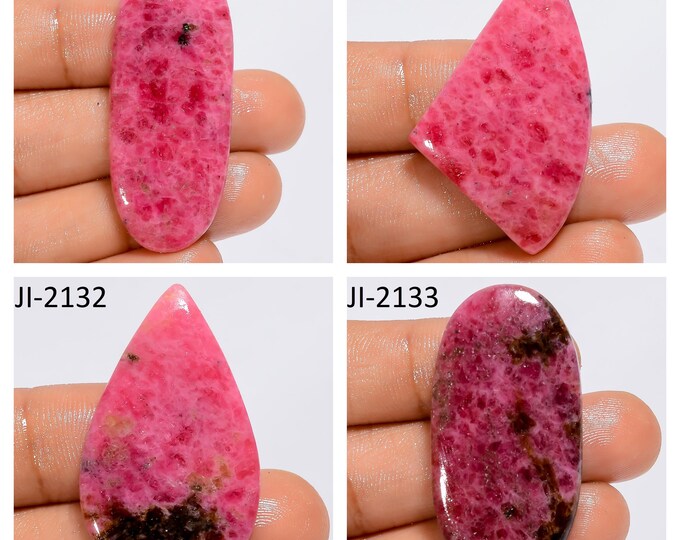 Natural Rhodonite Fancy Shape Un-Drilled Smooth Cabochon Single Pieces, Semi-Precious Gemstones For Jewelry Making