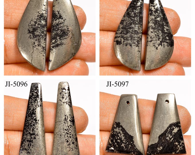 Natural Apache Gold Fancy Shape Front Drilled Smooth Cabochon Matching Pairs, Semi-Precious Gemstones For Jewelry Making