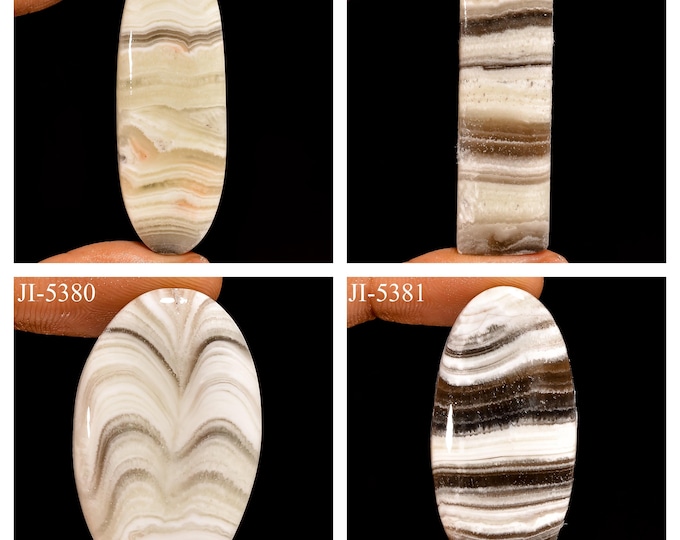 Natural Zebra Calcite Fancy Shape Un-Drilled Smooth Cabochon Single Pieces, Semi-Precious Gemstones For Jewelry Making