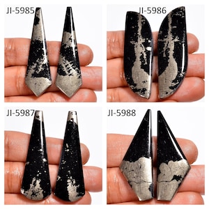 Cabochão liso perfurado em ouro Apache natural com formato extravagante, pares combinando, pedras semipreciosas para fabricação de joias