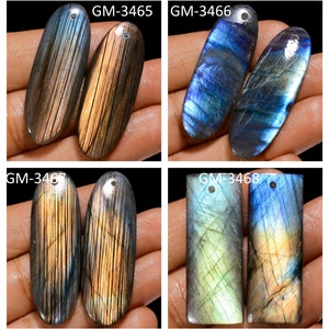 Natural Labradorite Fancy Shape Drilled Cabochon Matching Pairs, Semi-Precious Gemstones For Jewelry Making