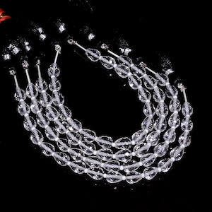 天然クリスタルクォーツファセットセンタードリルティアドロップシェイプ6 mm x 8 mm、ジュエリー製作用半貴石