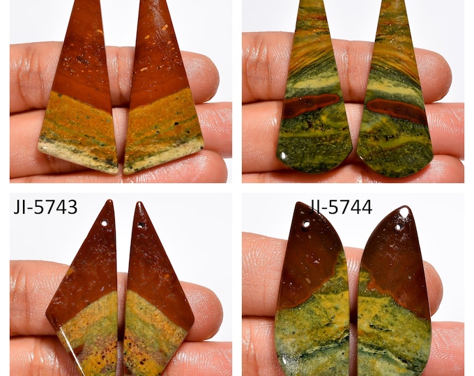 Natural Bloodstone Fancy Shape Front Drilled Smooth Cabochon Matching Pairs, Semi-Precious Gemstones For Jewelry Making