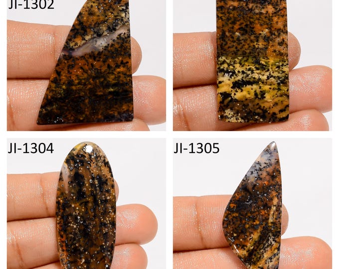 Natural Honey Dendrite Agate Fancy Shape Un-Drilled Smooth Cabochon Single Pieces, Semi-Precious Gemstones For Jewelry Making