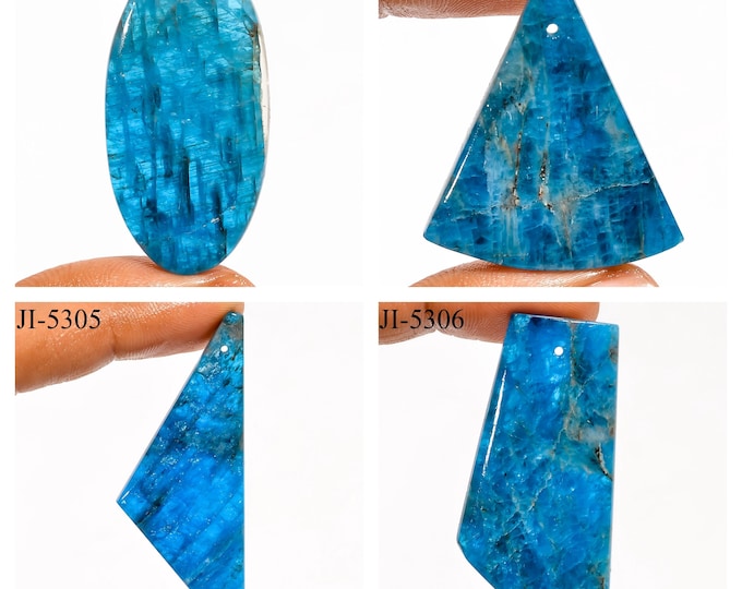 Natural Neon Apatite Fancy Shape Front Drilled Smooth Cabochon Single Pieces, Semi-Precious Gemstones For Jewelry Making
