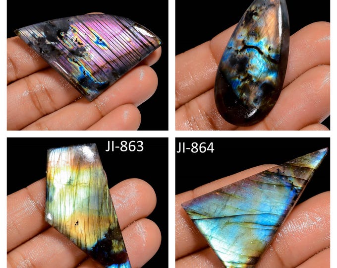 Natural Labradorite Fancy Shape Un-Drilled Smooth Cabochon Single Pieces, Semi-Precious Gemstones For Jewelry Making