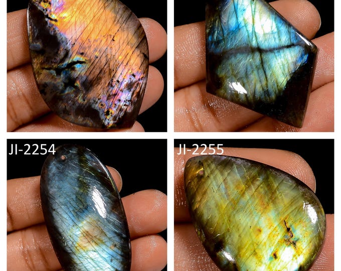 Natural Labradorite Fancy Shape Front Drilled Smooth Cabochon Single Pieces, Semi-Precious Gemstones For Jewelry Making