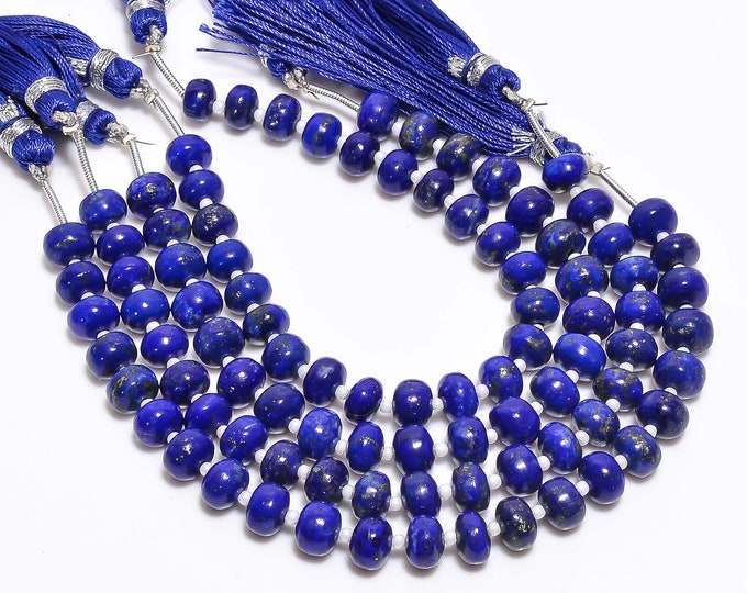 Lapis Lazuli Non-Faceted Smooth Center Drilled Rondelle Shape 7.25mm, Semi-Precious Gemstones For Jewelry Making