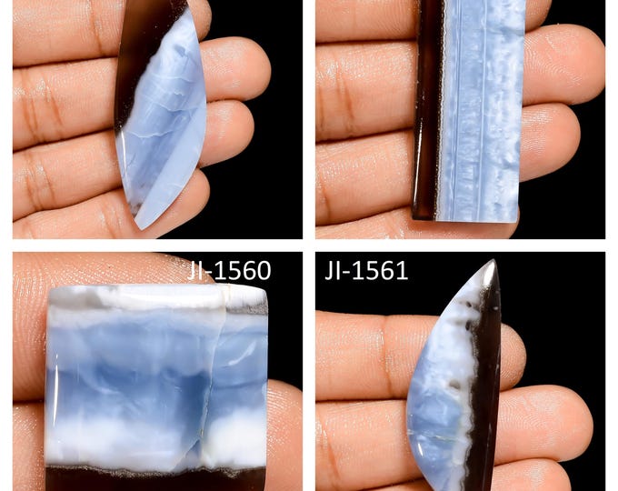 Natural Owyhee Blue Opal Fancy Shape Un-Drilled Smooth Cabochon Single Pieces, Semi-Precious Gemstones For Jewelry Making