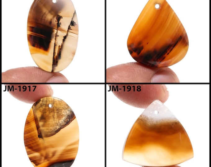 Natural Montana Agate Fancy Shape Front Drilled Smooth Cabochon Single Pieces, Semi-Precious Gemstones For Jewelry Making