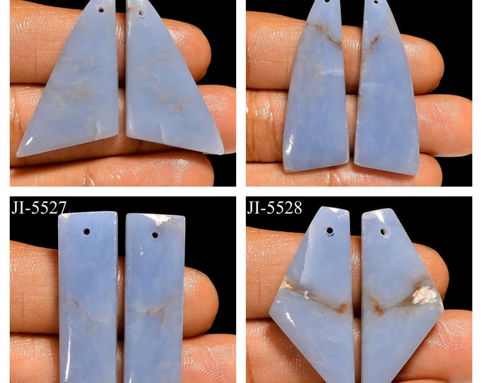 Natural Angelite Fancy Shape Front Drilled Smooth Cabochon Matching Pairs, Semi-Precious Gemstones For Jewelry Making