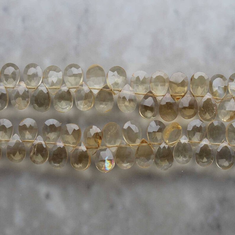 Citrine Faceted Almond Briolette 5mm x 7mm Semi-Precious Gemstones
