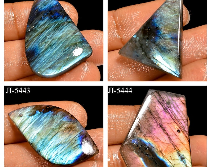 Natural Labradorite Fancy Shape Front Drilled Smooth Cabochon Single Pieces, Semi-Precious Gemstones For Jewelry Making
