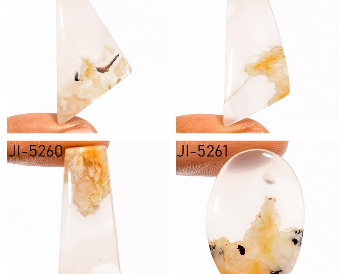 Natural Plume Agate Fancy Shape Un-Drilled Smooth Cabochon Single Pieces, Semi-Precious Gemstones For Jewelry Making