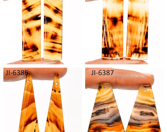 Natural Montana Agate Fancy Shape Front Drilled Smooth Cabochon Matching Pairs, Semi-Precious Gemstones For Jewelry Making