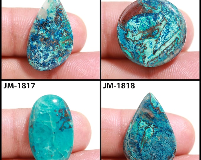 Natural Azurite Fancy Shape Un-Drilled Smooth Cabochon Single Pieces, Semi-Precious Gemstones For Jewelry Making