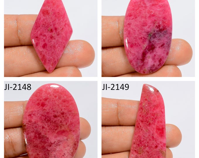 Natural Rhodonite Fancy Shape Un-Drilled Smooth Cabochon Single Pieces, Semi-Precious Gemstones For Jewelry Making
