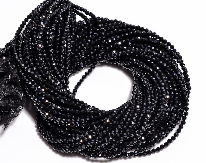 Natural Black Spinel Faceted Center Drilled Round Shape 3.10mm, Semi-Precious Gemstones For Jewelry Making