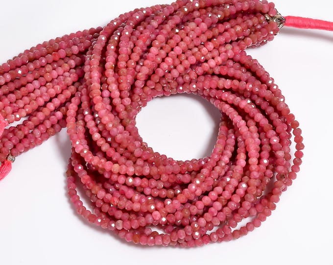 Rhodochrosite Micro Faceted Center Drilled Rondelle Shape 3.55mm, Semi-Precious Gemstones For Jewelry Making
