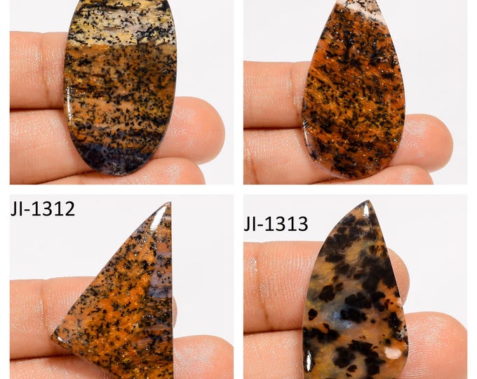 Natural Honey Dendrite Agate Fancy Shape Un-Drilled Smooth Cabochon Single Pieces, Semi-Precious Gemstones For Jewelry Making