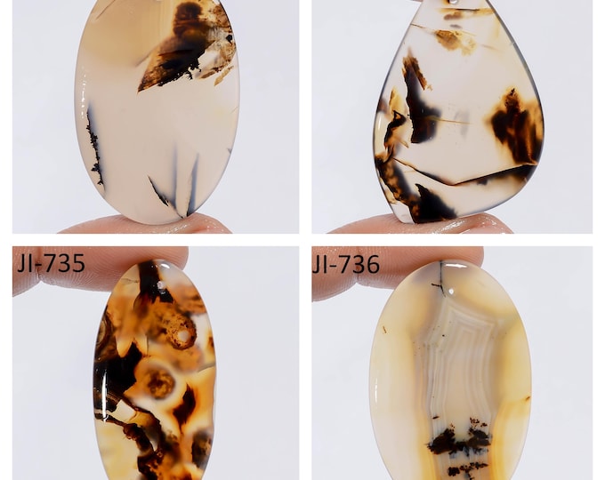 Natural Montana Agate Fancy Shape Front Drilled Smooth Cabochon Single Pieces, Semi-Precious Gemstones For Jewelry Making