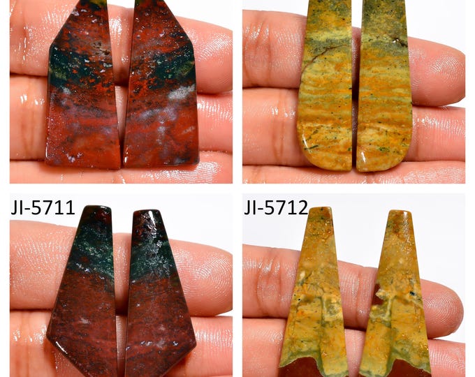 Natural Bloodstone Fancy Shape Un-Drilled Smooth Cabochon Matching Pairs, Semi-Precious Gemstones For Jewelry Making