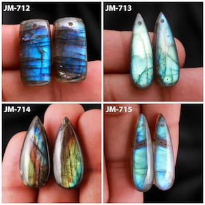 Natural Labradorite Fancy Shape Front Drilled Smooth Cabochon Matching Pairs, Semi-Precious Gemstones For Jewelry Making