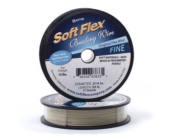 Soft Flex Bone Color Fine Size Beading Wire, 30 Foot Spool For Jewelry Making