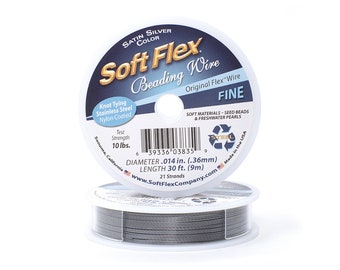 Soft Flex Satin Silver Fine Size Beading Wire, 30 Foot Spool For Jewelry Making