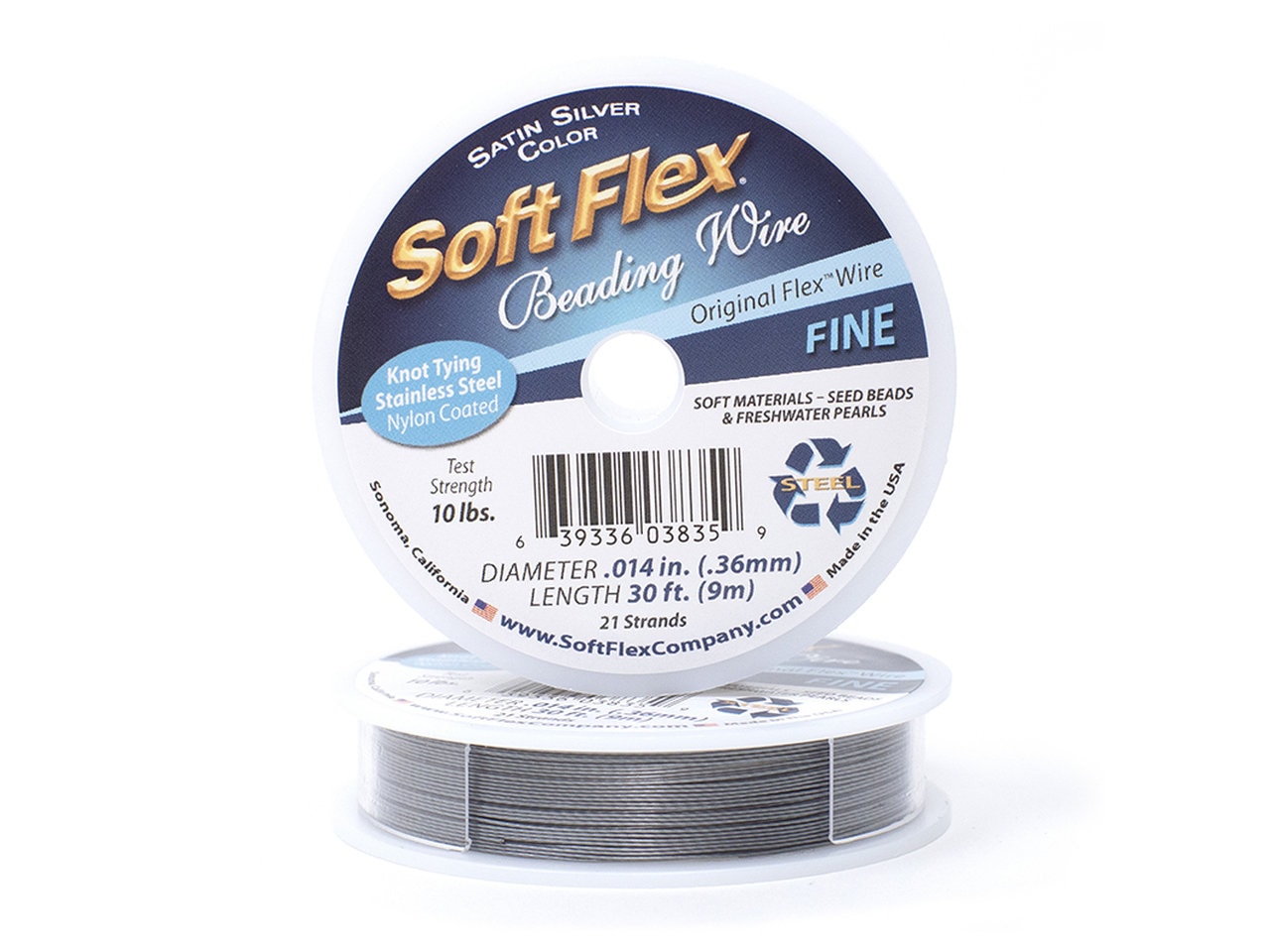 Soft Flex Satin Silver Fine Size Beading Wire, 30 Foot Spool For Jewelry  Making