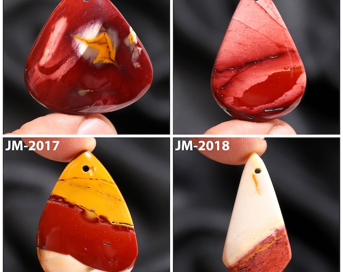 Natural Mookaite Jasper Fancy Shape Front Drilled Smooth Cabochon Single Pieces, Semi-Precious Gemstones For Jewelry Making